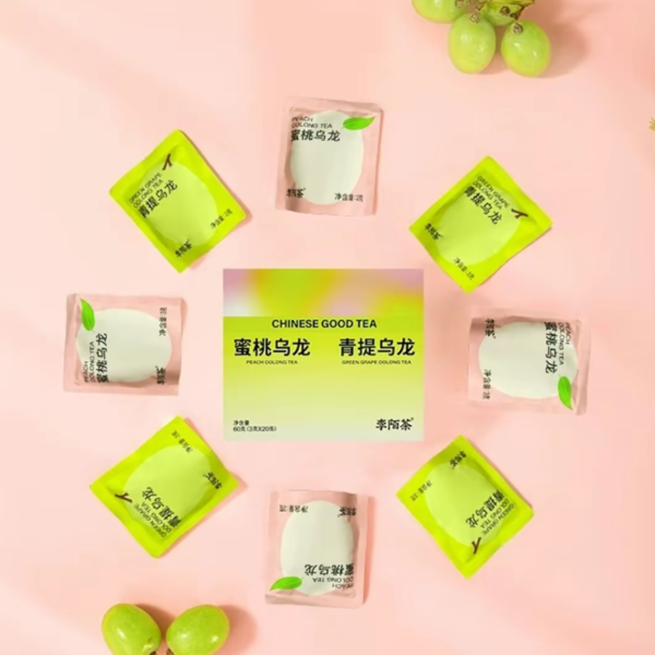 Sweet Fruity Tea With 4 Different Flavors 40Bags In Total:1,Jasmine Oolong Tea;2,Osmanthus Oolong Tea;3,Peach Oolong Tea;4,Green Grape Oolong Tea